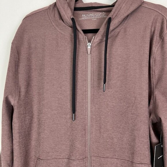 Beyond Yoga Men’s Truffle Brown Heather Freefit Zip Hoodie Size Large NWT - Picture 4 of 11